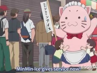 Anime kochanie klejone podczas dający za sensational robienie loda